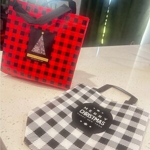 Plaid Christmas Gift Bags - Red and Black